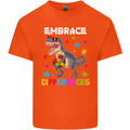 Autism T-Rex Embrace Differences Autistic Kids T-Shirt Childrens Orange