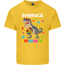 Autism T-Rex Embrace Differences Autistic Kids T-Shirt Childrens Yellow