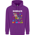 Autism T-Rex Embrace Differences Autistic Mens 80% Cotton Hoodie Purple