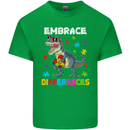 Autism T-Rex Embrace Differences Autistic Mens Cotton T-Shirt Tee Top Irish Green