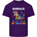 Autism T-Rex Embrace Differences Autistic Mens Cotton T-Shirt Tee Top Purple