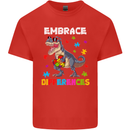 Autism T-Rex Embrace Differences Autistic Mens Cotton T-Shirt Tee Top Red
