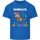 Autism T-Rex Embrace Differences Autistic Mens Cotton T-Shirt Tee Top Royal Blue