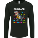 Autism T-Rex Embrace Differences Autistic Mens Long Sleeve T-Shirt Black