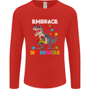 Autism T-Rex Embrace Differences Autistic Mens Long Sleeve T-Shirt Red