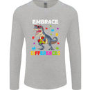 Autism T-Rex Embrace Differences Autistic Mens Long Sleeve T-Shirt Sports Grey