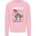 Autism T-Rex Embrace Differences Autistic Mens Sweatshirt Jumper Light Pink