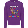 Autism T-Rex Embrace Differences Autistic Mens Sweatshirt Jumper Purple
