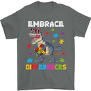 Autism T-Rex Embrace Differences Autistic Mens T-Shirt Cotton Gildan Charcoal