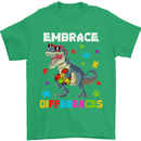 Autism T-Rex Embrace Differences Autistic Mens T-Shirt Cotton Gildan Irish Green