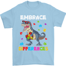 Autism T-Rex Embrace Differences Autistic Mens T-Shirt Cotton Gildan Light Blue
