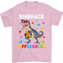 Autism T-Rex Embrace Differences Autistic Mens T-Shirt Cotton Gildan Light Pink