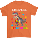Autism T-Rex Embrace Differences Autistic Mens T-Shirt Cotton Gildan Orange