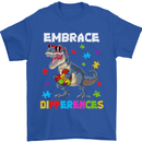 Autism T-Rex Embrace Differences Autistic Mens T-Shirt Cotton Gildan Royal Blue