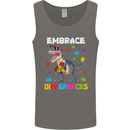 Autism T-Rex Embrace Differences Autistic Mens Vest Tank Top Charcoal