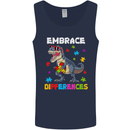 Autism T-Rex Embrace Differences Autistic Mens Vest Tank Top Navy Blue