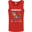 Autism T-Rex Embrace Differences Autistic Mens Vest Tank Top Red