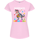 Autism T-Rex Embrace Differences Autistic Womens Petite Cut T-Shirt Light Pink