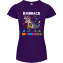 Autism T-Rex Embrace Differences Autistic Womens Petite Cut T-Shirt Purple
