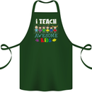 Autism Teacher I Teach Awesome Kid Autistic Cotton Apron 100% Organic Forest Green