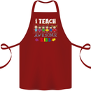 Autism Teacher I Teach Awesome Kid Autistic Cotton Apron 100% Organic Maroon