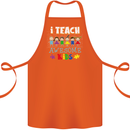 Autism Teacher I Teach Awesome Kid Autistic Cotton Apron 100% Organic Orange