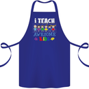 Autism Teacher I Teach Awesome Kid Autistic Cotton Apron 100% Organic Royal Blue