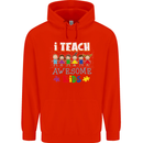 Autism Teacher I Teach Awesome Kid Autistic Mens 80% Cotton Hoodie Bright Red