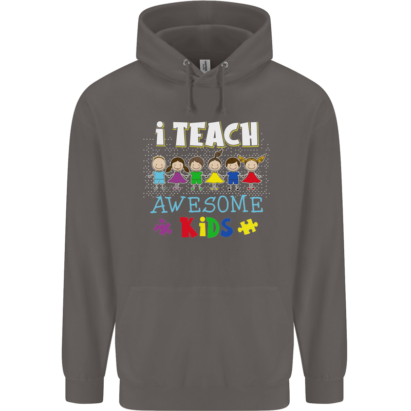 Autism Teacher I Teach Awesome Kid Autistic Mens 80% Cotton Hoodie Charcoal