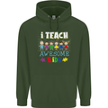 Autism Teacher I Teach Awesome Kid Autistic Mens 80% Cotton Hoodie Forest Green
