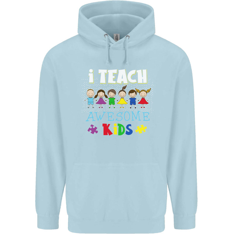 Autism Teacher I Teach Awesome Kid Autistic Mens 80% Cotton Hoodie Light Blue