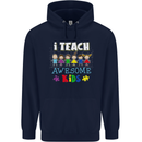 Autism Teacher I Teach Awesome Kid Autistic Mens 80% Cotton Hoodie Navy Blue