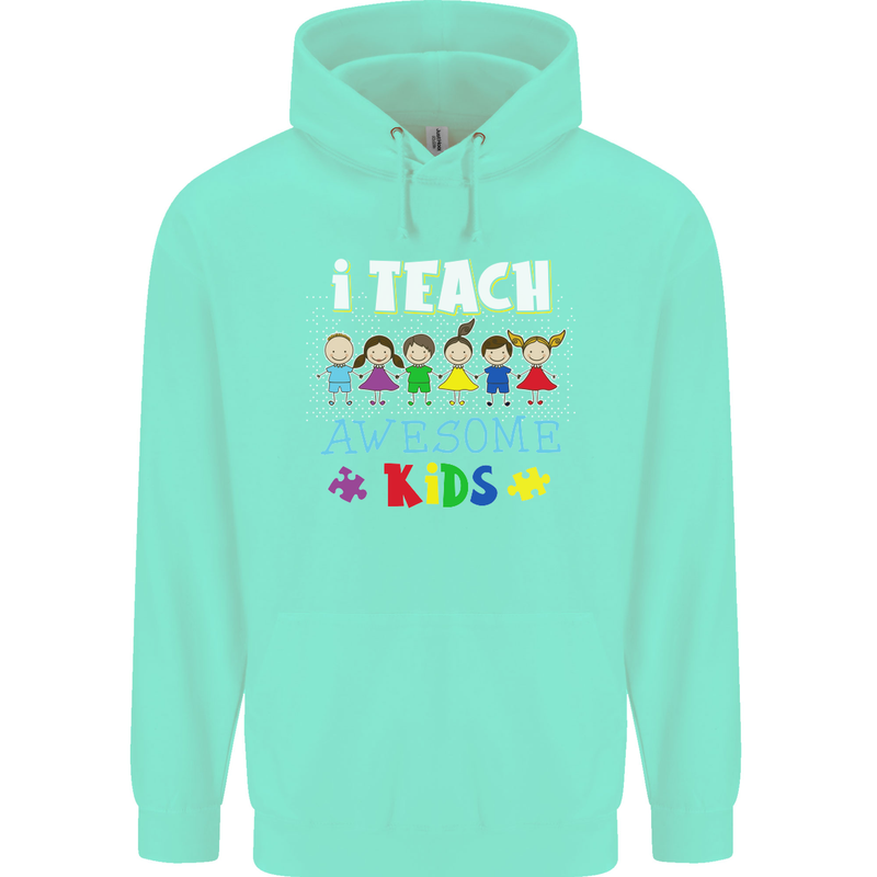 Autism Teacher I Teach Awesome Kid Autistic Mens 80% Cotton Hoodie Peppermint