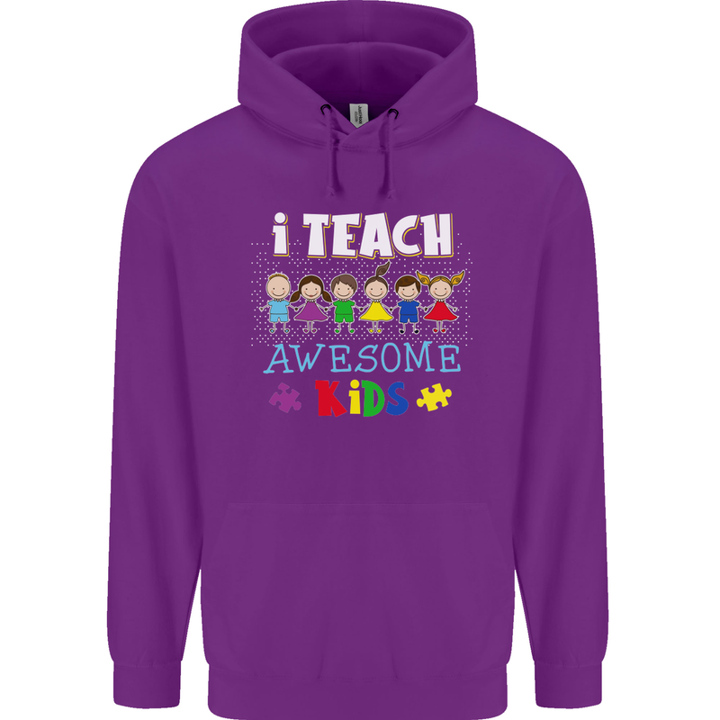 Autism Teacher I Teach Awesome Kid Autistic Mens 80% Cotton Hoodie Purple