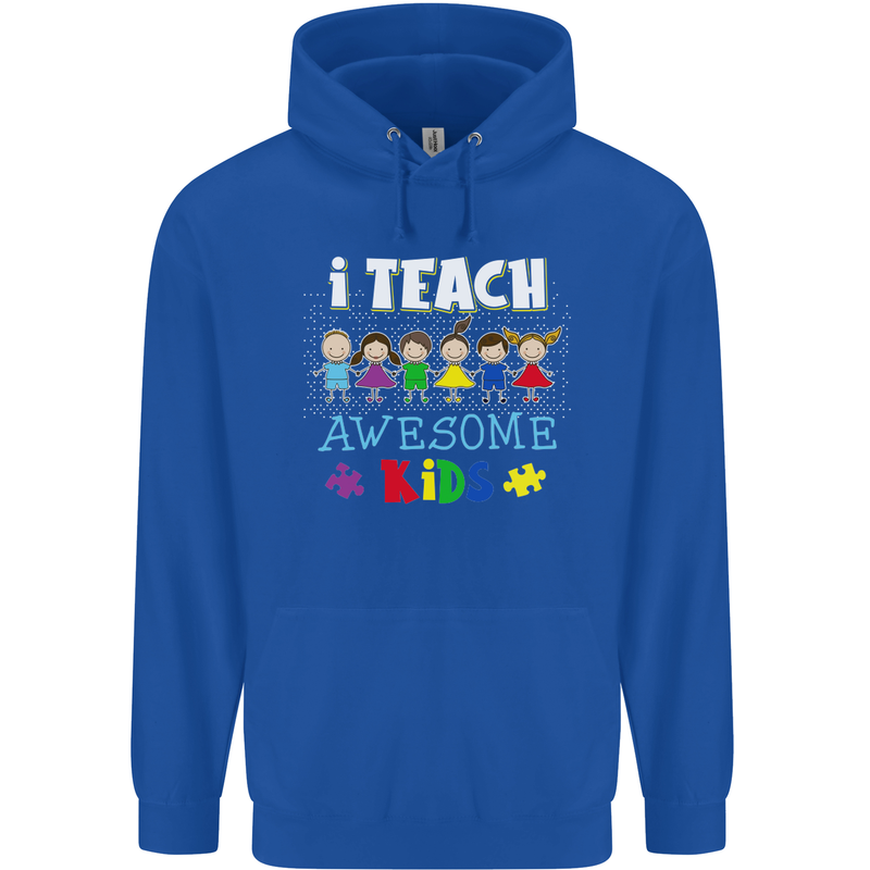 Autism Teacher I Teach Awesome Kid Autistic Mens 80% Cotton Hoodie Royal Blue