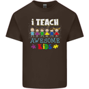Autism Teacher I Teach Awesome Kid Autistic Mens Cotton T-Shirt Tee Top Dark Chocolate