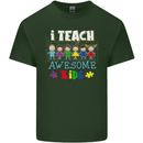 Autism Teacher I Teach Awesome Kid Autistic Mens Cotton T-Shirt Tee Top Forest Green