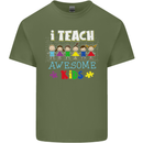 Autism Teacher I Teach Awesome Kid Autistic Mens Cotton T-Shirt Tee Top Military Green