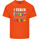 Autism Teacher I Teach Awesome Kid Autistic Mens Cotton T-Shirt Tee Top Orange