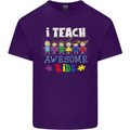 Autism Teacher I Teach Awesome Kid Autistic Mens Cotton T-Shirt Tee Top Purple