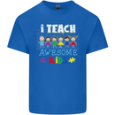 Autism Teacher I Teach Awesome Kid Autistic Mens Cotton T-Shirt Tee Top Royal Blue