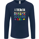 Autism Teacher I Teach Awesome Kid Autistic Mens Long Sleeve T-Shirt Navy Blue