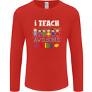 Autism Teacher I Teach Awesome Kid Autistic Mens Long Sleeve T-Shirt Red
