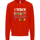 Autism Teacher I Teach Awesome Kid Autistic Mens Sweatshirt Jumper Bright Red