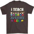 Autism Teacher I Teach Awesome Kid Autistic Mens T-Shirt Cotton Gildan Dark Chocolate