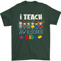 Autism Teacher I Teach Awesome Kid Autistic Mens T-Shirt Cotton Gildan Forest Green