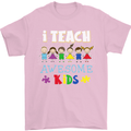 Autism Teacher I Teach Awesome Kid Autistic Mens T-Shirt Cotton Gildan Light Pink