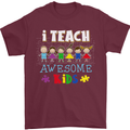 Autism Teacher I Teach Awesome Kid Autistic Mens T-Shirt Cotton Gildan Maroon