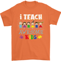 Autism Teacher I Teach Awesome Kid Autistic Mens T-Shirt Cotton Gildan Orange