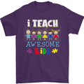 Autism Teacher I Teach Awesome Kid Autistic Mens T-Shirt Cotton Gildan Purple